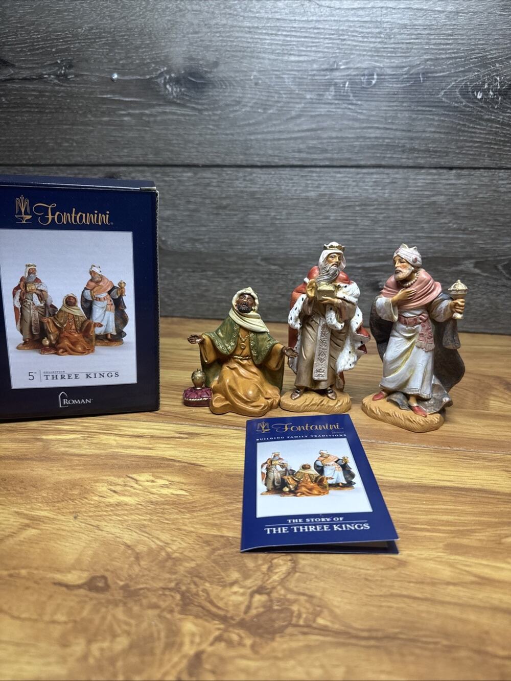 Fontanini 5” Three Kings Nativity Set 3 Figures w/ Box & Card ~Made In Italy